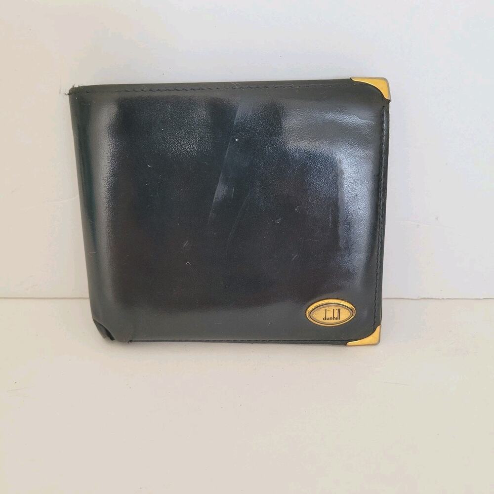 Dunhill Designer Mens Wallet Black‎ Bifold Leather Folding Compact Medium Logo